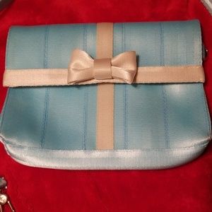 Harveys Robin egg tiffany blue foldover purse EUC